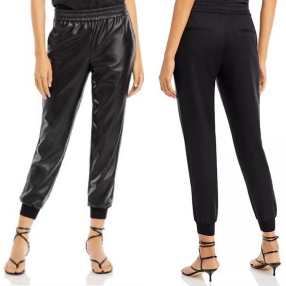 ALICE + OLIVIA Pete Vegan Leather Combo Jogger Pants size medium